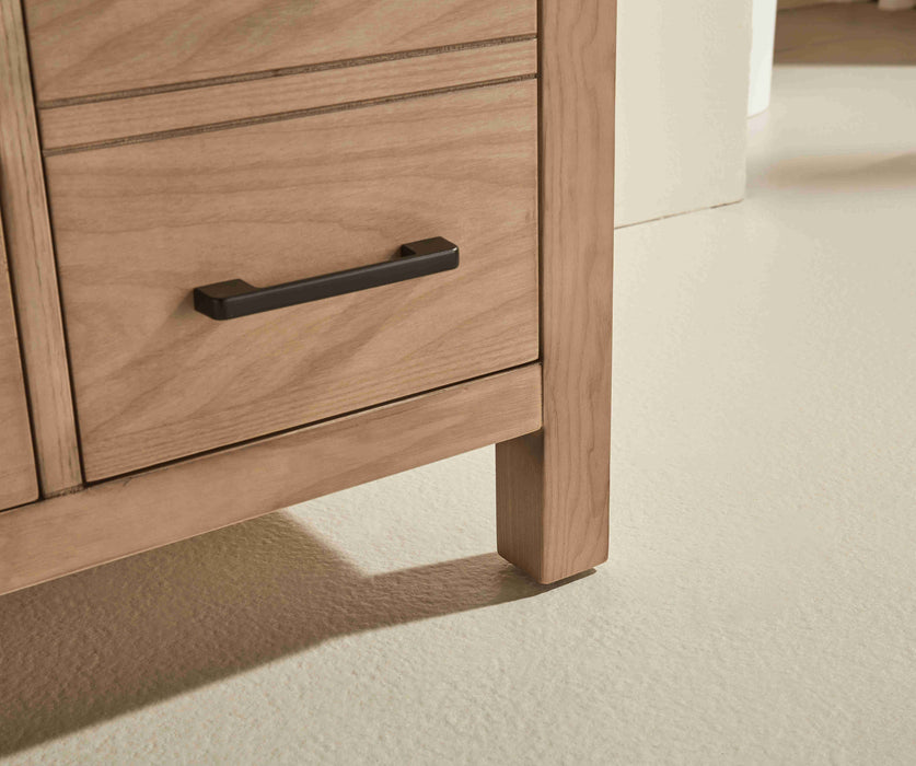 Rose- 42" Antique Oak ,Left Side Sink, Solid Wood Floor Standing Modern Bathroom Vanity, White Quartz Countertop