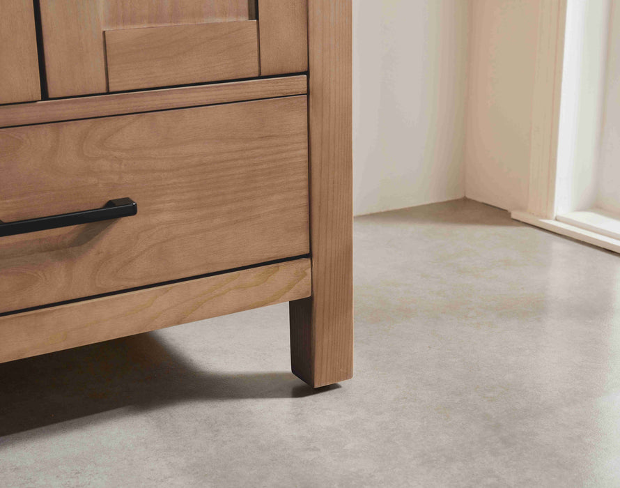 Rose- 42" Antique Oak ,Right Side Sink, Solid Wood Floor Standing Modern Bathroom Vanity, White Quartz Countertop