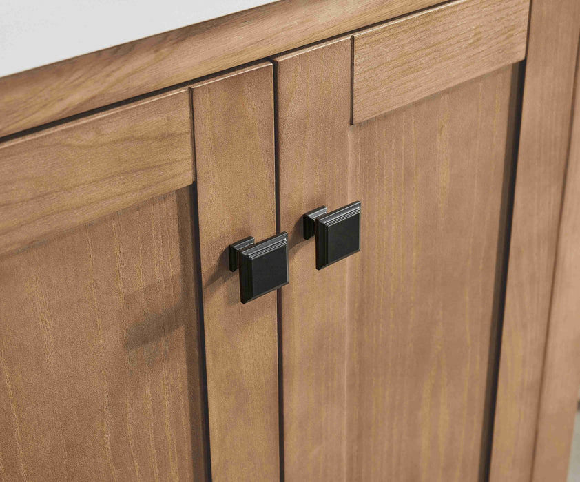 Rose- 42" Antique Oak ,Right Side Sink, Solid Wood Floor Standing Modern Bathroom Vanity, White Quartz Countertop