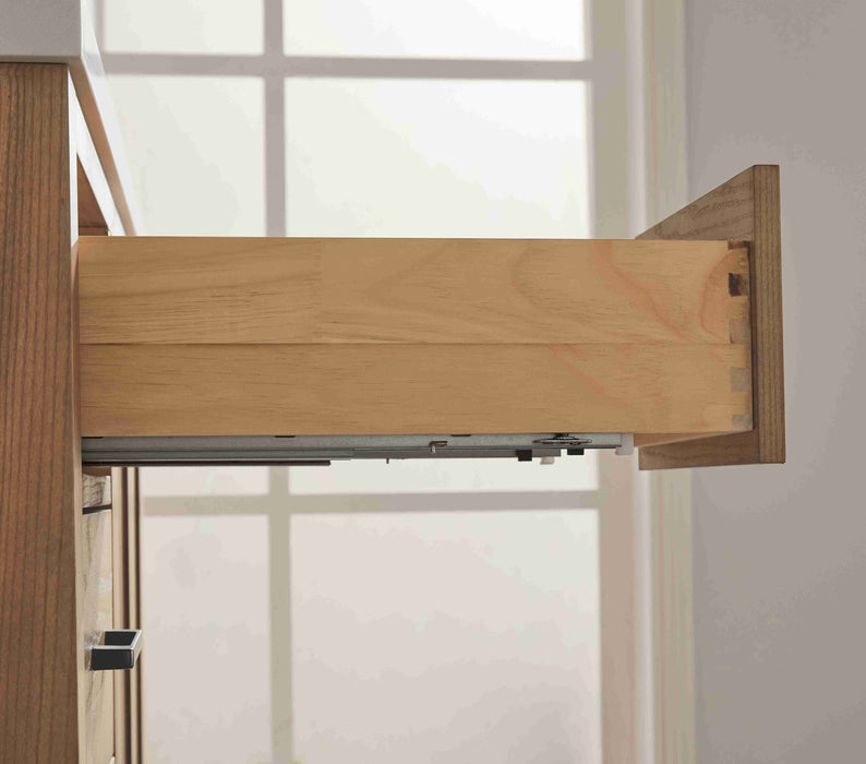 Rose- 42" Antique Oak ,Right Side Sink, Solid Wood Floor Standing Modern Bathroom Vanity, White Quartz Countertop