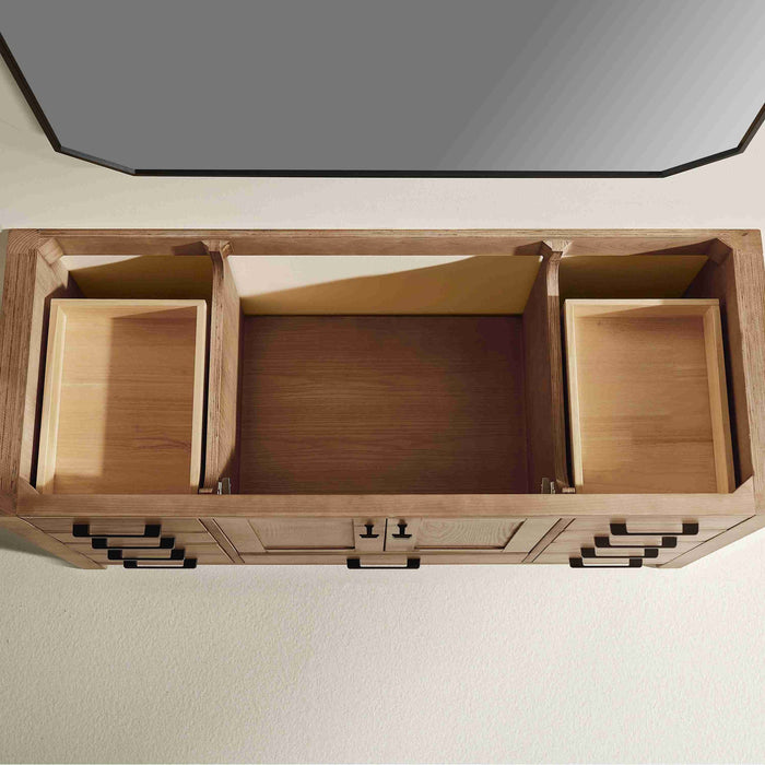 Rose- 60" Antique Oak ,Solid Wood Single Sink Floor Standing Modern Bathroom Vanity, White Quartz Countertop