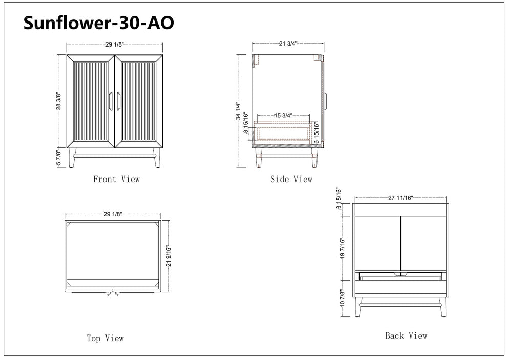 Sunflower- 30" Antique Oak , Floor Standing Modern Bathroom Vanity, White Quartz Countertop ** PRE ORDER NOW/ ETA:2024-11-29 **