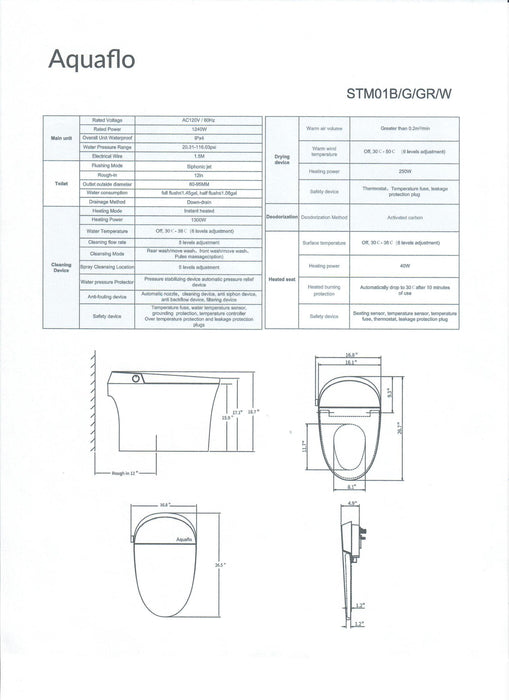 Aquaflo Smart Toilet With Built-in Bidet All-In-One