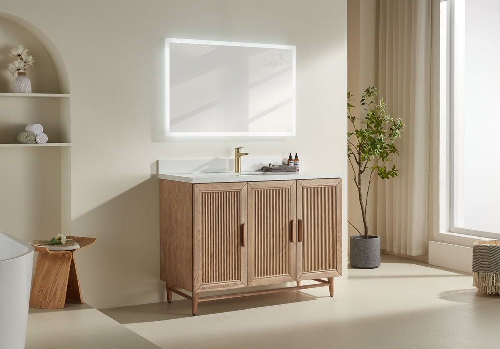 Sunflower - 48" Antique Oak , Floor Standing Bathroom Vanity, Quartz Countertop *** PRE- ORDER NOW /ETA :2024-11-25***