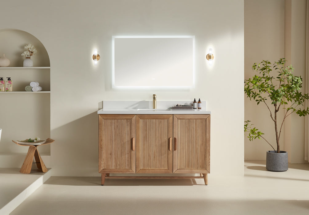 Sunflower - 54", Antique Oak , Floor Standing Bathroom Vanity, White Quartz Countertop ** PRE ORDER NOW/ ETA:2024-11-29 **