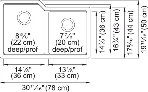 KINDRED - GRANITE Urban Undermount Double Sink 36Cab - MGC2031U-9