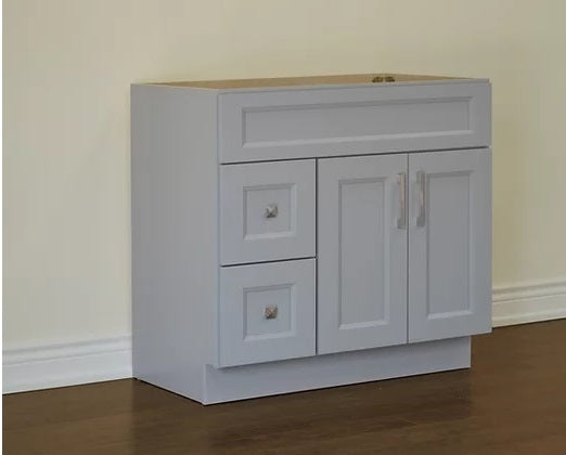 Nova- 36" LIGHT GREY Bathroom Vanity (Left Side Drawers) With White Quartz Countertop