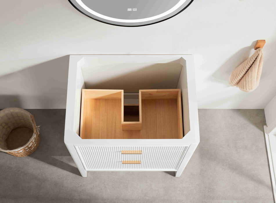 Aster - 30" White , Solid Wood Floor Standing Modern Bathroom Vanity with Quartz Top