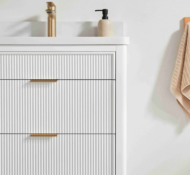 Aster - 30" White , Solid Wood Floor Standing Modern Bathroom Vanity with Quartz Top