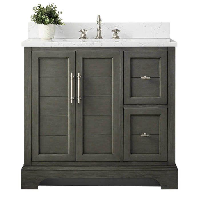 Modena , 36" Silver Grey Freestanding Bathroom Vanity with Stone Countertop