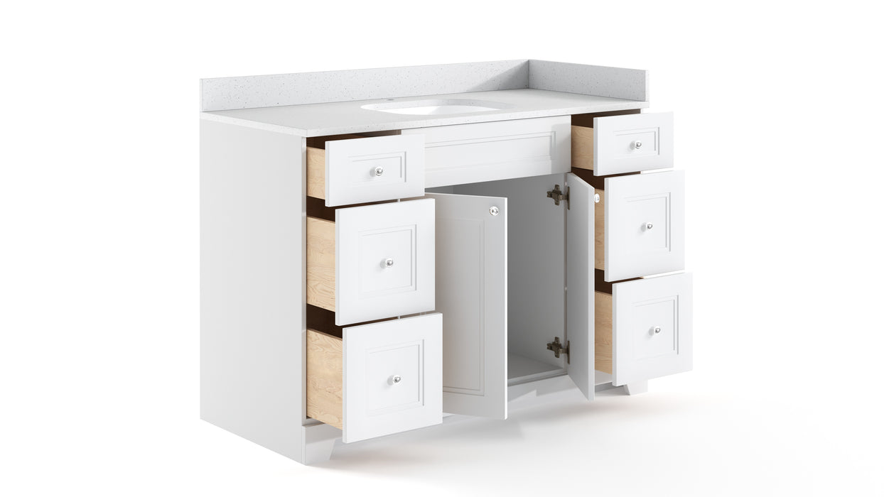 CLASSIC- 48" Solid wood Bathroom Vanity (3 colors) With Quartz Countertop