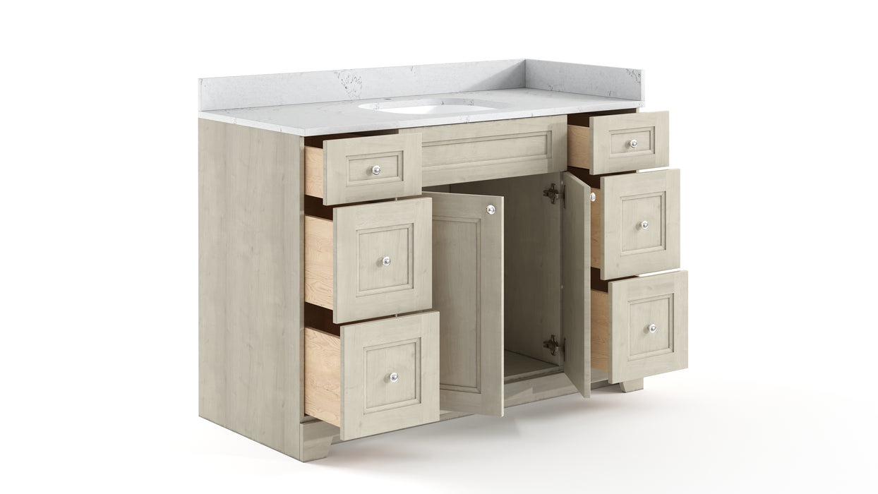 CLASSIC- 48" Solid wood Bathroom Vanity (3 colors) With Quartz Countertop