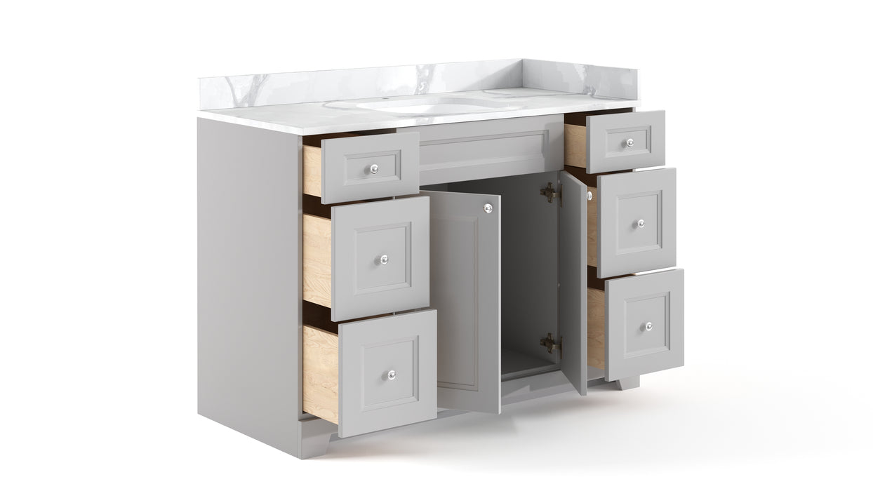 CLASSIC- 48" Solid wood Bathroom Vanity (3 colors) With Quartz Countertop