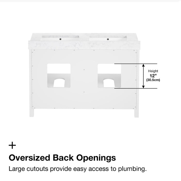 SIENA 48 Inch, Double Sink Solid Wood Bathroom Vanity with Carrera Marble Countertop, White