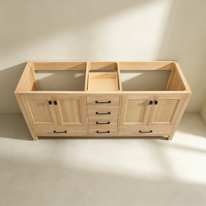 Rose- 72" Antique Oak ,Solid Wood Double Sink Floor Standing Modern Bathroom Vanity, Quartz Countertop  ( PRE-ORDER NOW , ETA: 2026-06-10) - Construction Commodities Supply Inc.