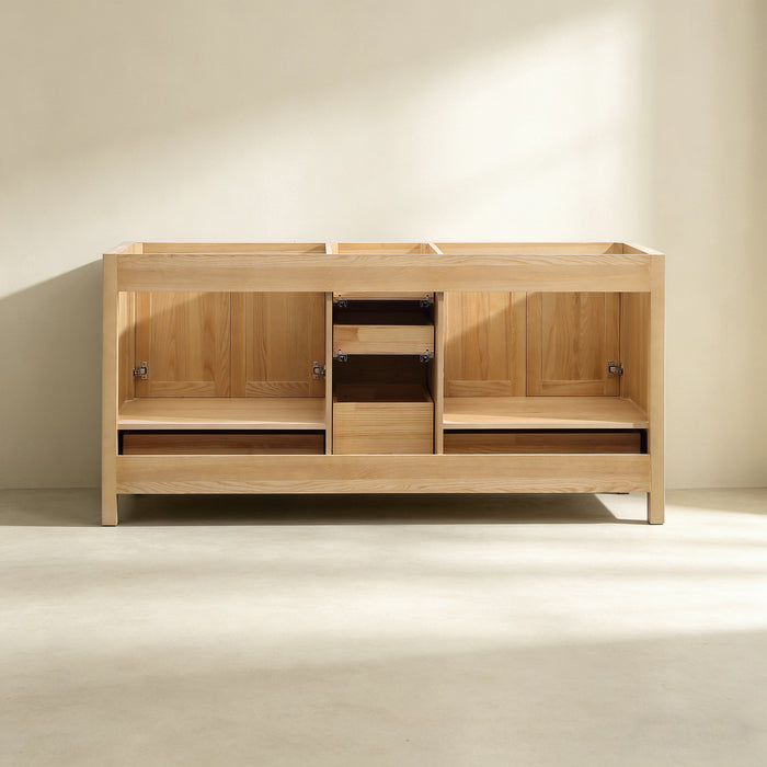 Rose- 72" Antique Oak ,Solid Wood Double Sink Floor Standing Modern Bathroom Vanity, Quartz Countertop  ( PRE-ORDER NOW , ETA: 2026-06-10) - Construction Commodities Supply Inc.