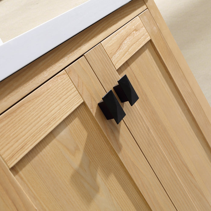 Rose- 60" Antique Oak ,Double Sink, Solid Wood Floor Standing Modern Bathroom Vanity, White Quartz Countertop