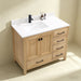 Rose- 42" Antique Oak ,Left Side Sink, Solid Wood Floor Standing Modern Bathroom Vanity, Quartz Countertop. - Construction Commodities Supply Inc.