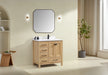 Rose- 36" Antique Oak ,Right Side Sink, Solid Wood Floor Standing Modern Bathroom Vanity, Quartz Countertop ( PRE-ORDER NOW , ETA: 2026-06-10) - Construction Commodities Supply Inc.