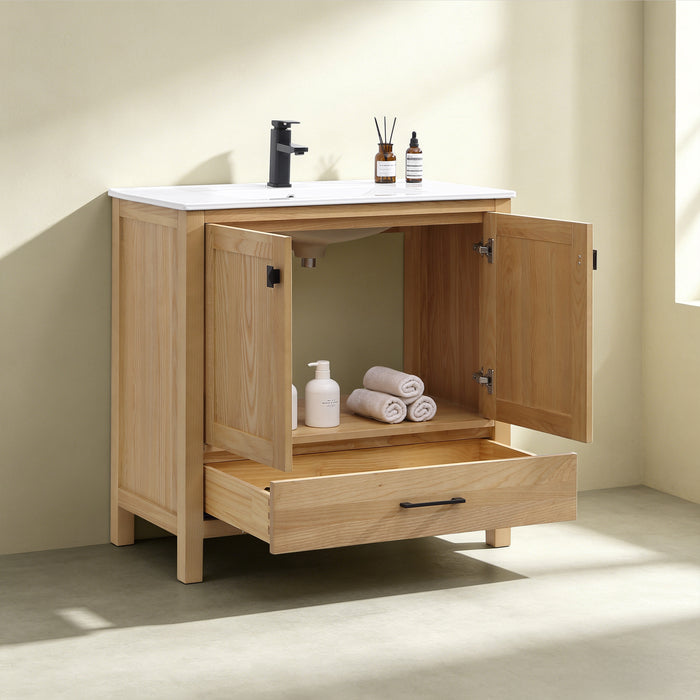 Rose- 36" x 18" Antique Oak , Solid Wood Floor Standing Modern Bathroom Vanity