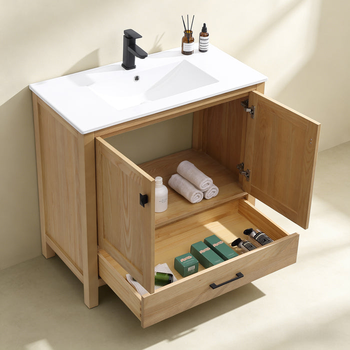 Rose- 36" x 18" Antique Oak , Solid Wood Floor Standing Modern Bathroom Vanity