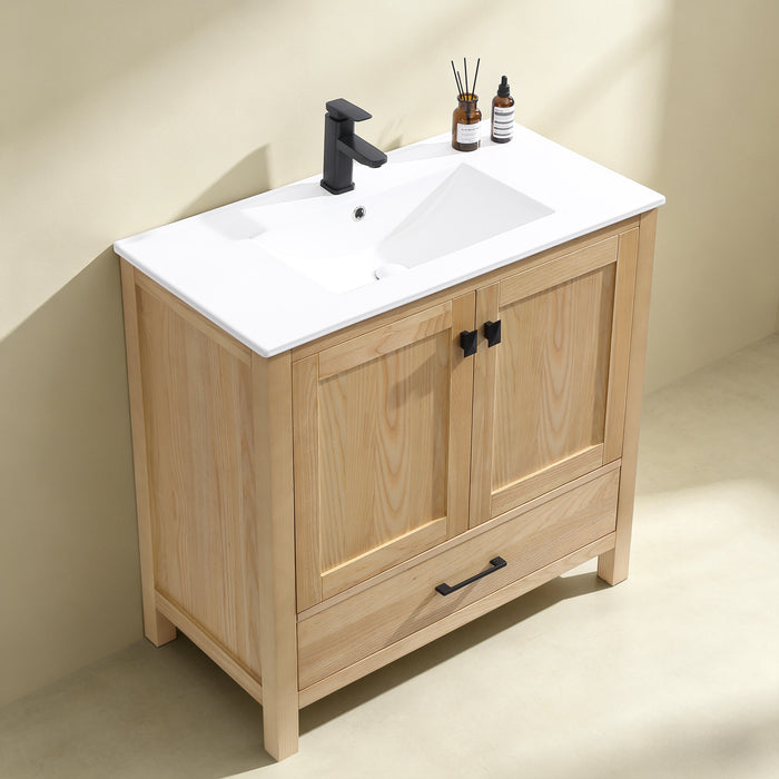 Rose- 36" x 18" Antique Oak , Solid Wood Floor Standing Modern Bathroom Vanity