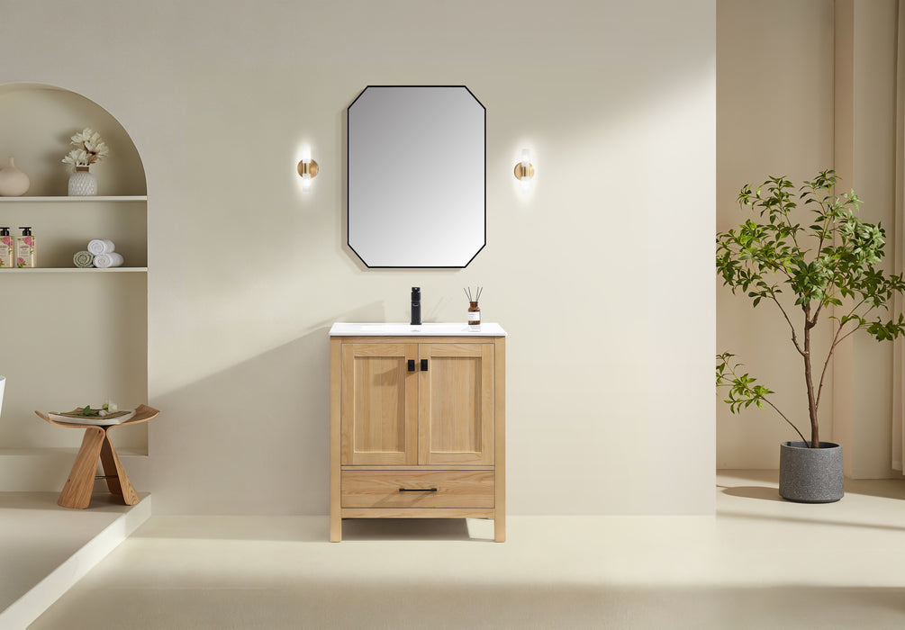 Rose- 30" x 18" Antique Oak , Solid Wood Floor Standing Modern Bathroom Vanity ( PRE-ORDER NOW , ETA: 2026-06-10) - Construction Commodities Supply Inc.