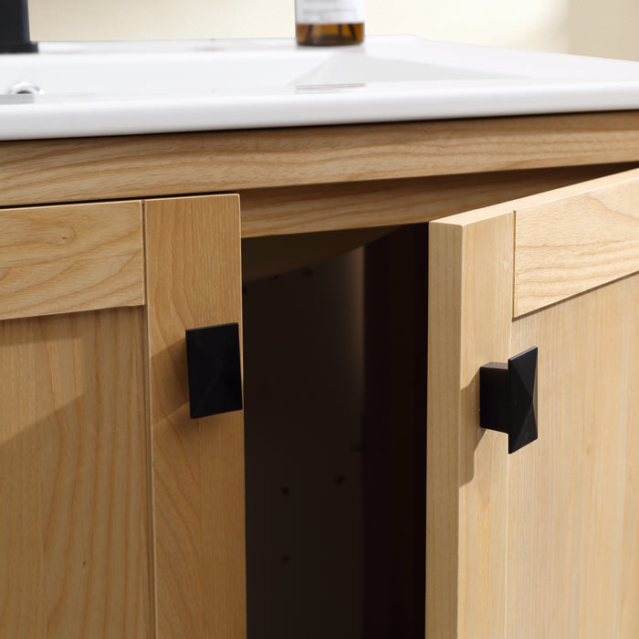 Rose- 30" x 18" Antique Oak , Solid Wood Floor Standing Modern Bathroom Vanity ( PRE-ORDER NOW , ETA: 2026-06-10) - Construction Commodities Supply Inc.