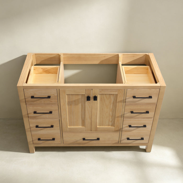 Rose- 54"  Antique Oak , Solid Wood Floor Standing Modern Bathroom Vanity, Quartz Countertop ( PRE-ORDER NOW , ETA: 2026-06-10) - Construction Commodities Supply Inc.