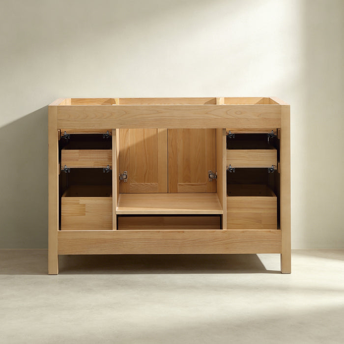 Rose- 54"  Antique Oak , Solid Wood Floor Standing Modern Bathroom Vanity, Quartz Countertop ( PRE-ORDER NOW , ETA: 2026-06-10) - Construction Commodities Supply Inc.