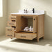 Rose- 42" Antique Oak ,Right Side Sink, Solid Wood Floor Standing Modern Bathroom Vanity, Quartz Countertop - Construction Commodities Supply Inc.