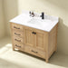 Rose- 42" Antique Oak ,Right Side Sink, Solid Wood Floor Standing Modern Bathroom Vanity, Quartz Countertop - Construction Commodities Supply Inc.