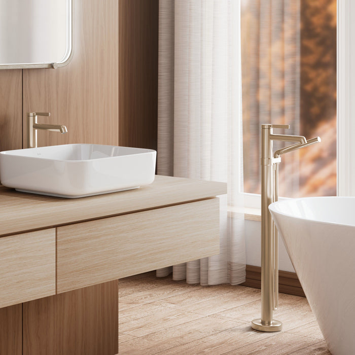 KALIA- ELVA Floormount tub filler with handshower - Rough-in included(4 Colors available)