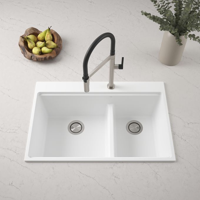 KALIA - Bacia- Kitchen sink 33" drop-in 70/30 Double bowl ( 3 COLORS AVAILABLE )