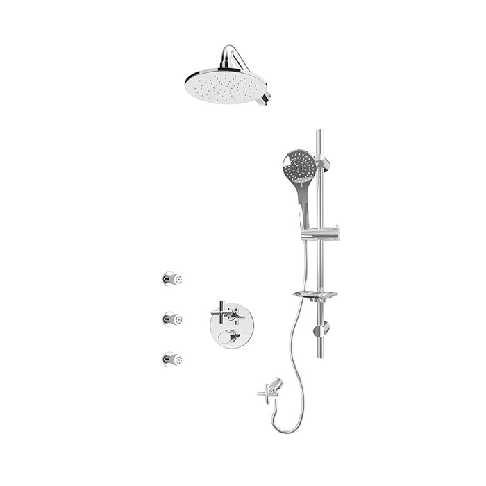 Rubi ,  Alex - 1/2 Inch Thermostatic Shower Kit With 8" Wall Mounted Round Shower Head, Body Jet, Hand Shower