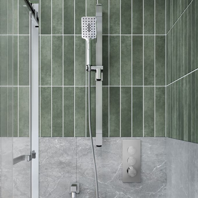 KALIA-KAREO TB2, 2 Way Thermostatic shower systems with push-button - Wall arm