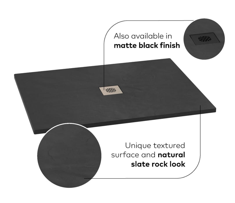 KALIA,LAUZA CASTYLAT™ SHOWER BASE 48” X 36” - TEXTURED BLACK