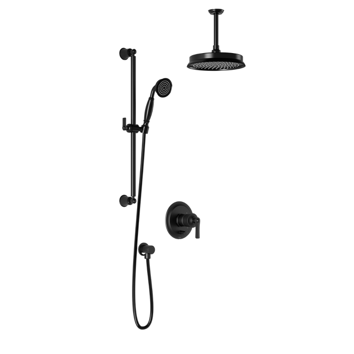 Kalia- RUSTIK-  8" shower systems with pressure balance valve - Black