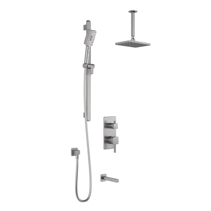 KALIA - SQUAREONE TD3 BRUSHED NICKEL- VERTICAL CEILING ARM (3 WAY SHOWER SYSTEMS )