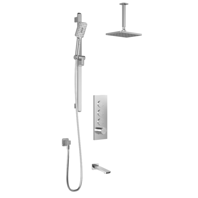 KALIA - MOROKA TB3 Shower systems with push buttons valve - Vertical arm