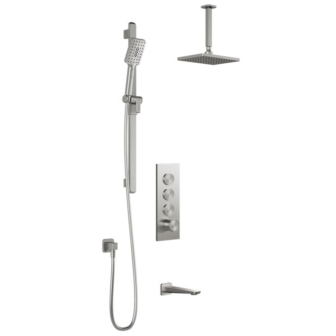 KALIA - MOROKA TB3 Shower systems with push buttons valve - Vertical arm