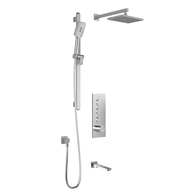 KALIA-KAREO TB3 , 3 Way Thermostatic Shower systems with push-button valve - Wall arm