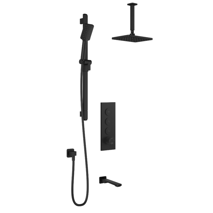 KALIA-KAREO TB3 , 3 Way Thermostatic Shower systems with push-button valve - Ceiling arm