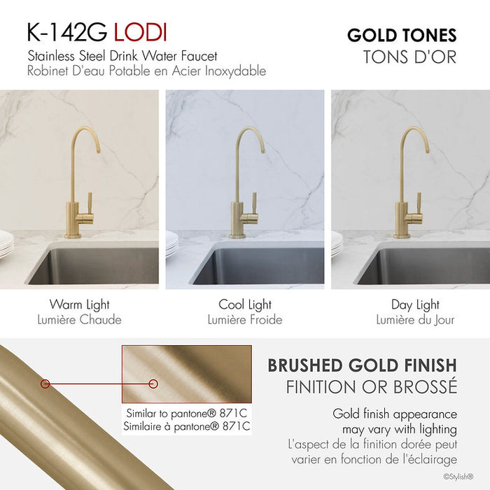STYLISH-LODI Single Handle Cold Water Tap - BRUSHED GOLD - Construction Commodities Supply Inc.