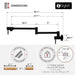 STYLISH-ASTI Wall Mount Pot Filler Folding Stretchable with Single Hole Two Handles -MATT BLACK - Construction Commodities Supply Inc.