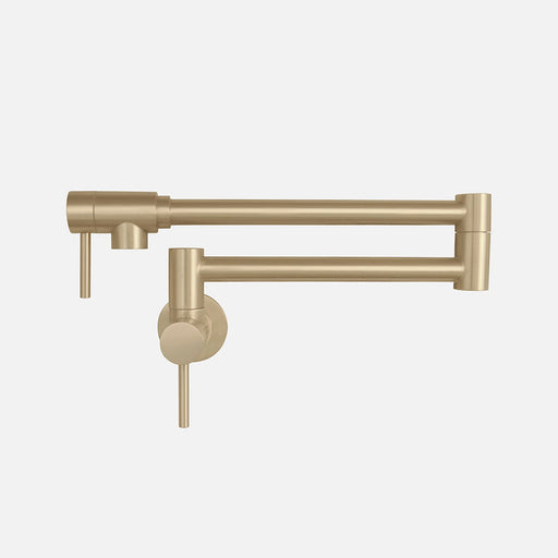 STYLISH-ASTI Wall Mount Pot Filler Folding Stretchable with Single Hole Two Handles -BRUSHED GOLD - Construction Commodities Supply Inc.
