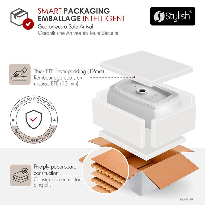 Stylish - 18'' SLEEK P-205 -2 Undermount Sink with Overflow ( pack of 2 sinks)