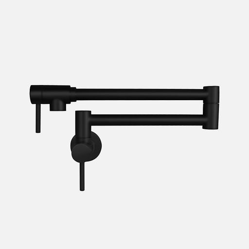 STYLISH-ASTI Wall Mount Pot Filler Folding Stretchable with Single Hole Two Handles -MATT BLACK - Construction Commodities Supply Inc.