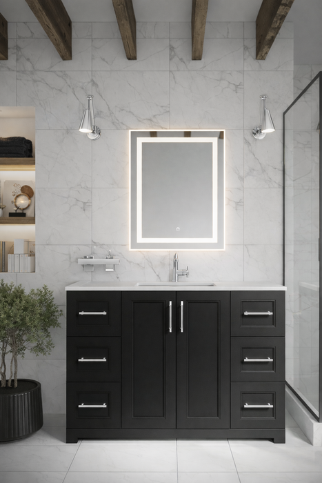 CABINETSMITH- 48" CANADIAN Bathroom Vanity With Quartz top & 6 Drawers (12 COLORS AVAILABLE) - Construction Commodities Supply Inc.