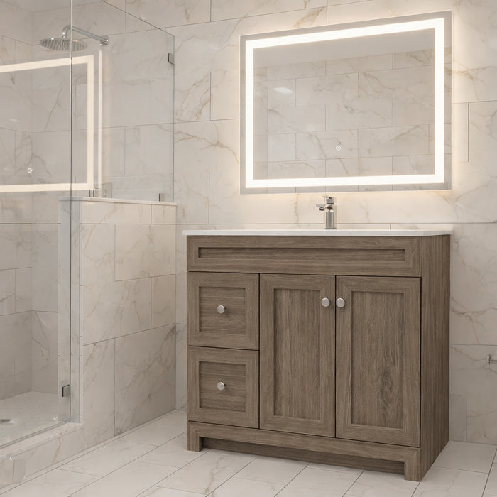 CABINETSMITH- 36" CANMORE, Bathroom Vanity With Quartz top, Left / Right hand drawers